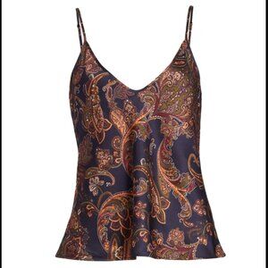 L'agence Women's Lexi Satin Paisley Camisole In Midnight Multi Paisley. Size S.